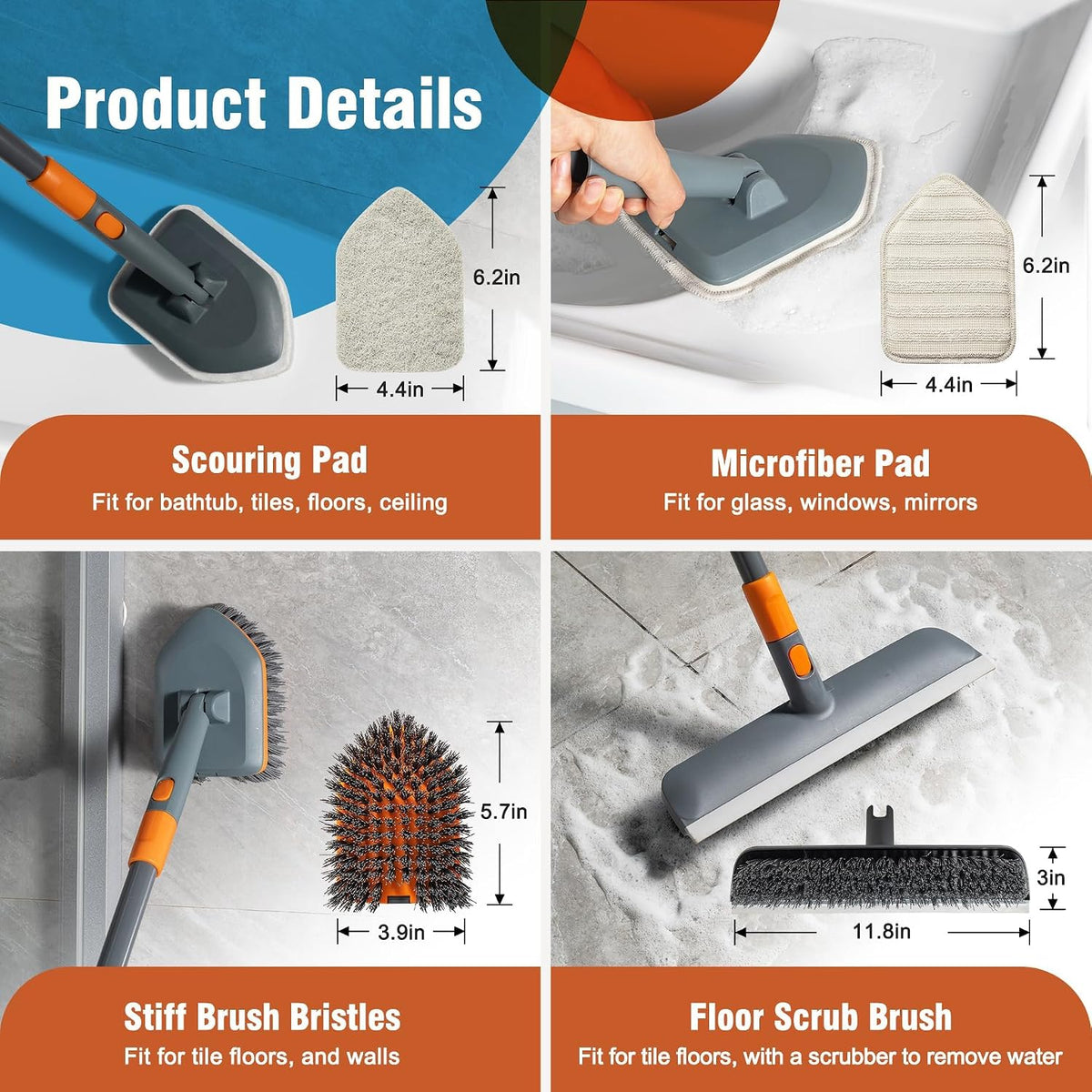 Multi-Surface Cleaning Scrub Brush