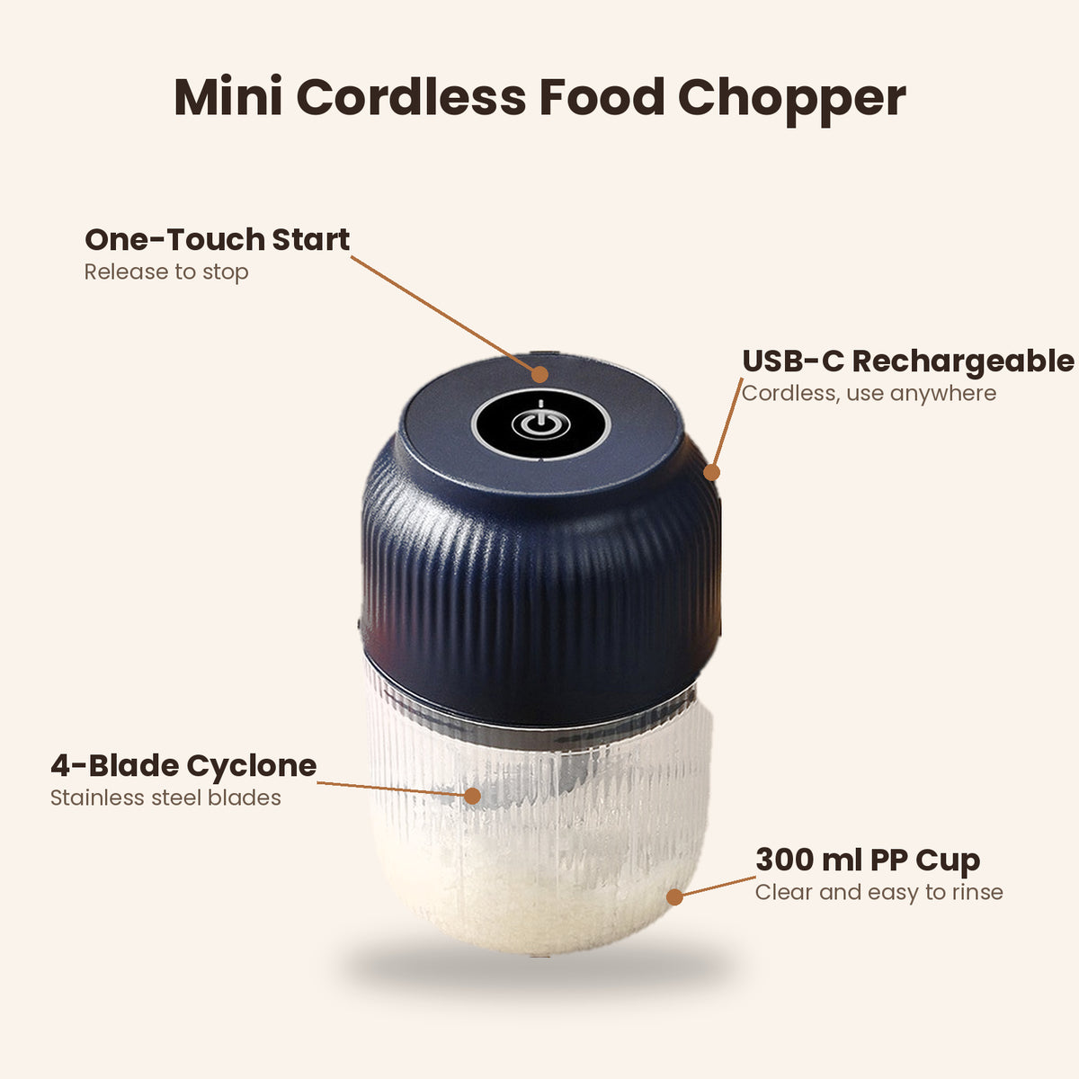 2-in-1 Electric Mini Chopper & Egg Whisk