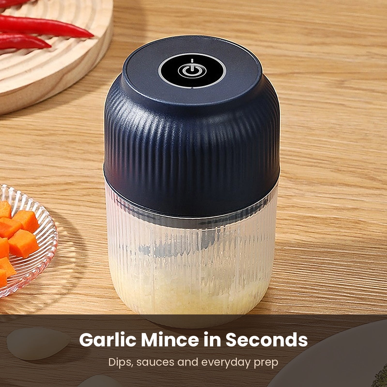 Garlic minced in the chopper cup