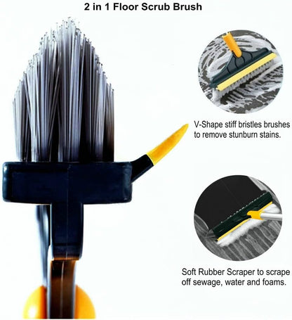 2-in-1 Long Handle Floor & Grout Scrub Brush
