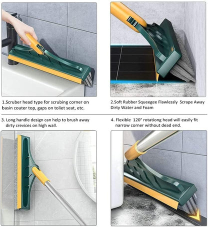 2-in-1 Long Handle Floor & Grout Scrub Brush