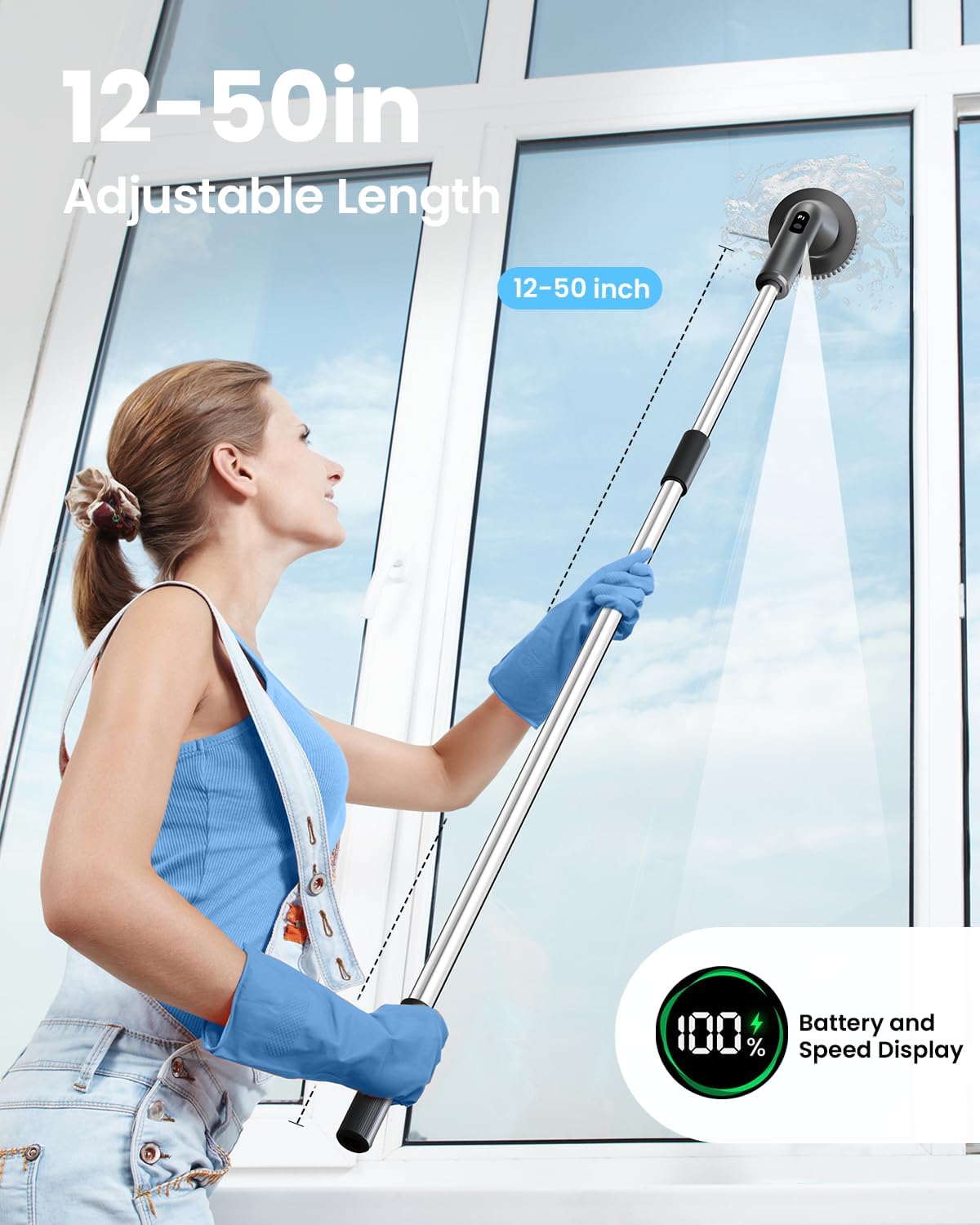 Electric Spin Scrubber with Extendable Handle