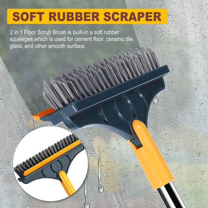 2-in-1 Long Handle Floor & Grout Scrub Brush