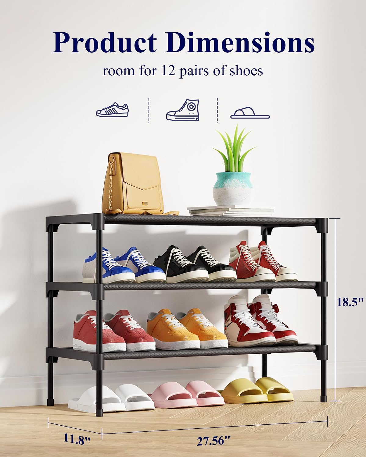 3-Tier Freestanding Shoe Rack