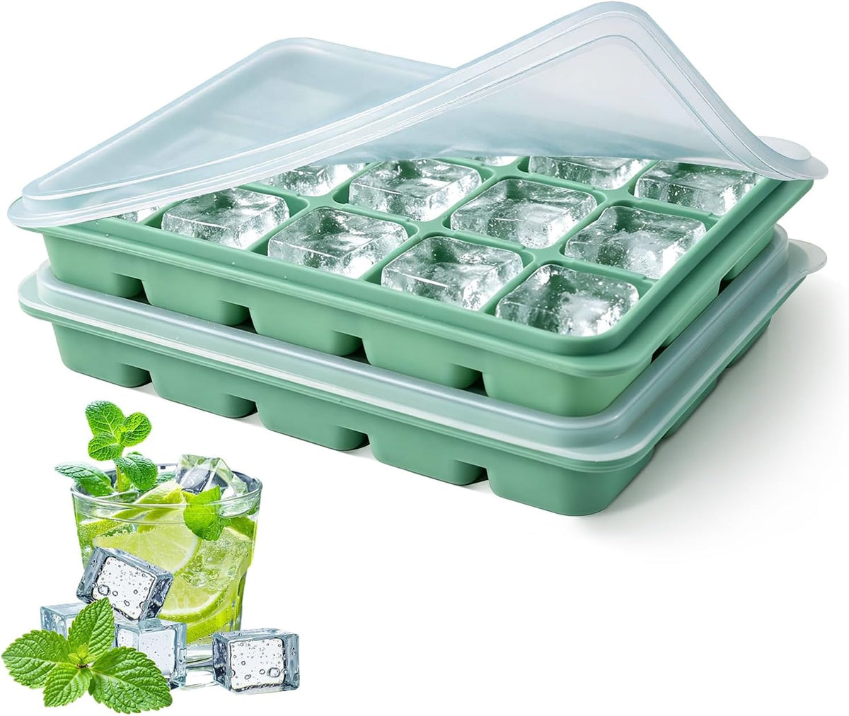 Silicone Ice Cube Mold with Removable Lid