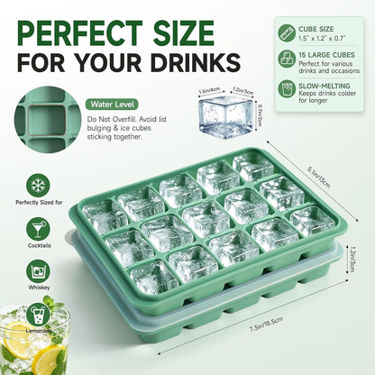 Silicone Ice Cube Mold with Removable Lid