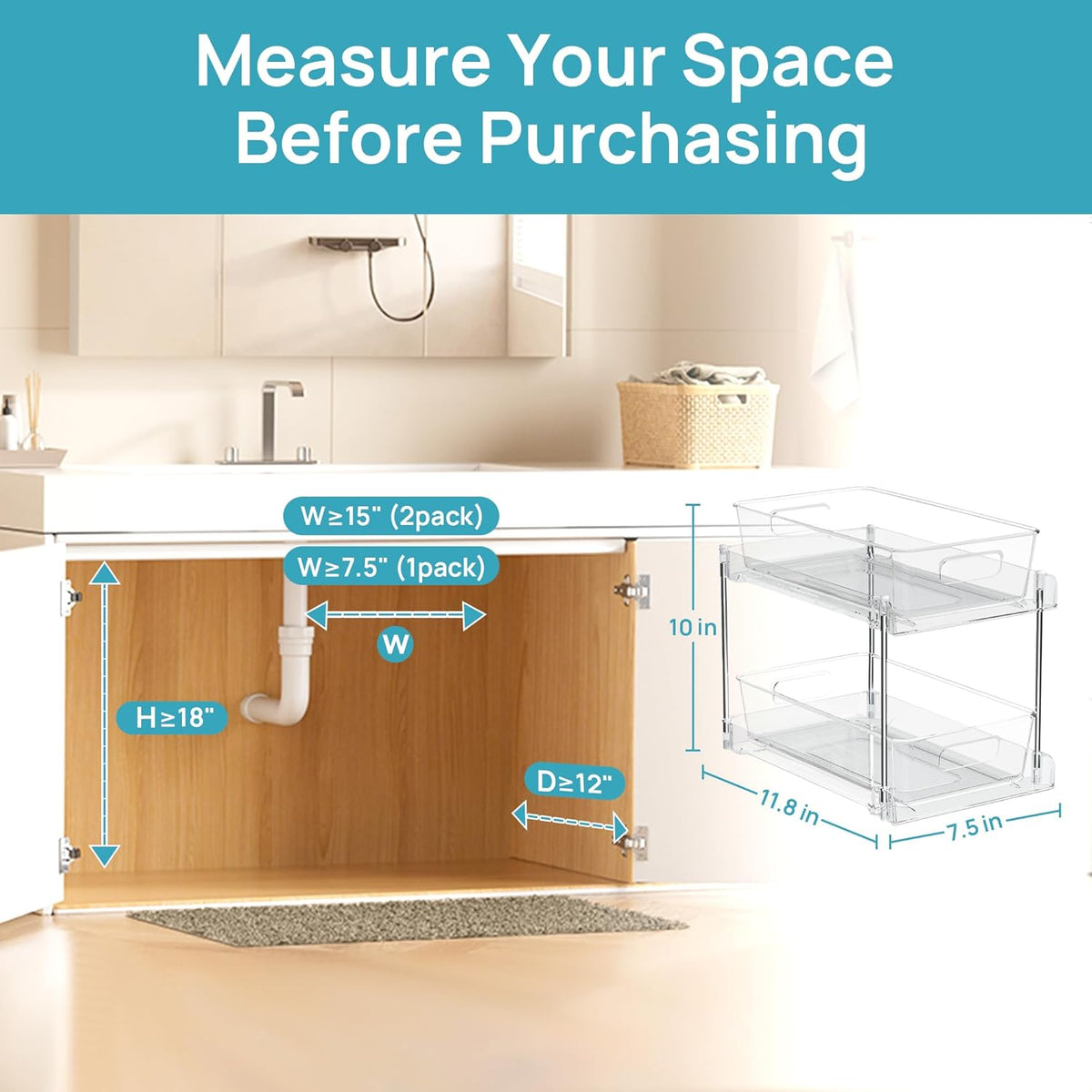 Pull-Out Under-Sink Bathroom Organizer