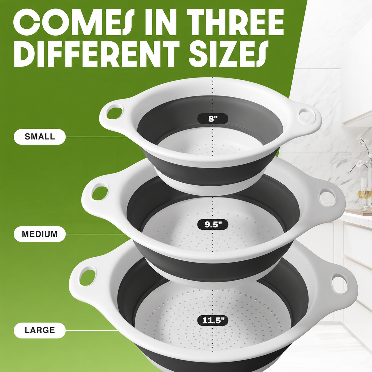 Over-Sink Collapsible Food Strainer Set