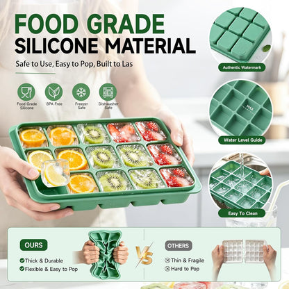 Silicone Ice Cube Mold with Removable Lid