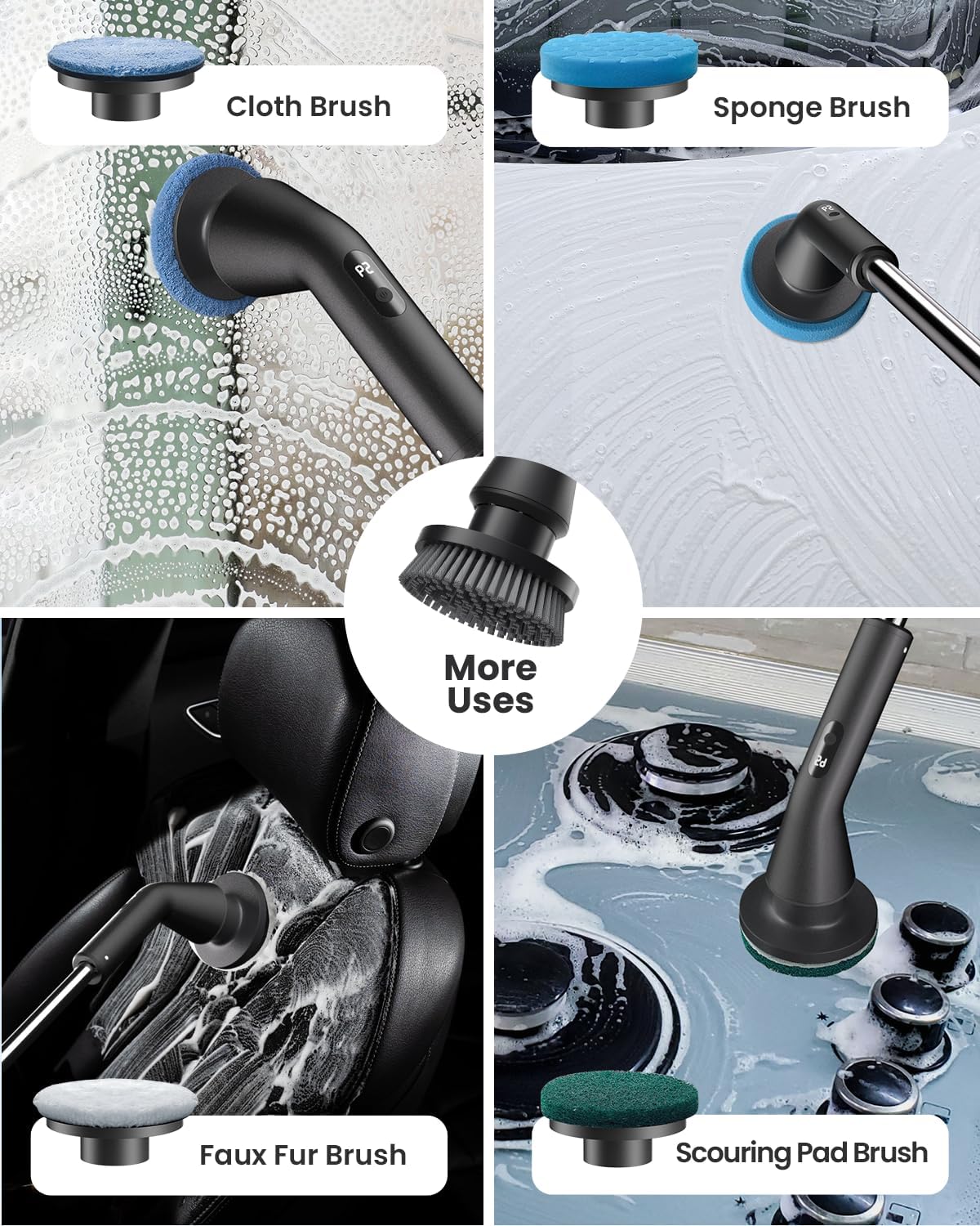 Electric Spin Scrubber with Extendable Handle