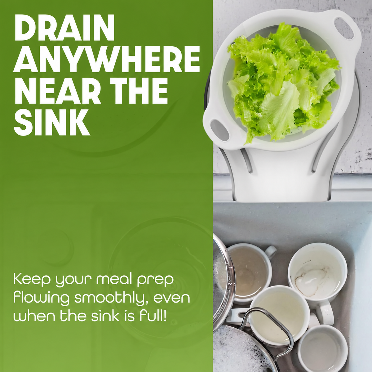 Over-Sink Collapsible Food Strainer Set